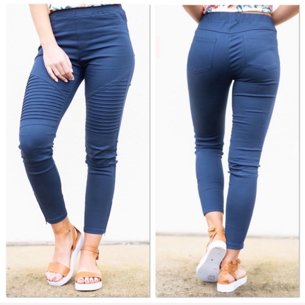 Navy Moto Jeggings - Picture 6 of 7